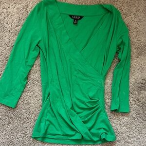 Polo by Ralph Lauren Vibrant Green Wrap Blouse